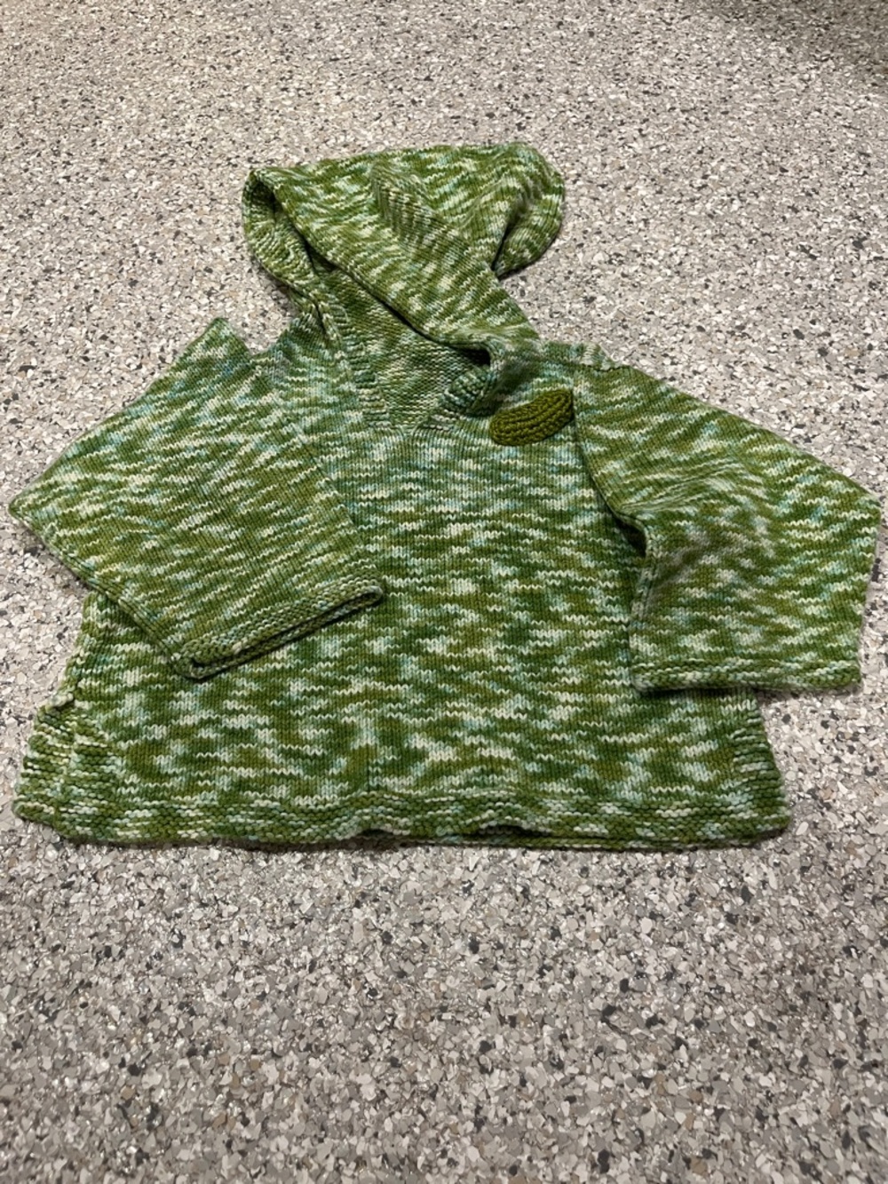 Green Hooded Knit Sweater for Kids
